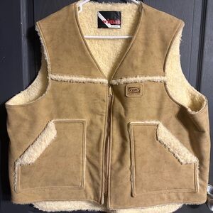 Tan Shearling Vest for Men